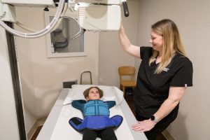 A child having an x-ray performed.